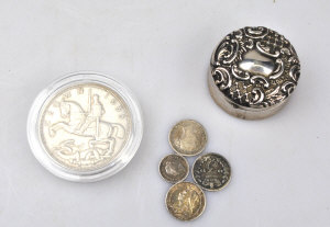 Appraisal: Three Victorian silver d bits an - d piece and