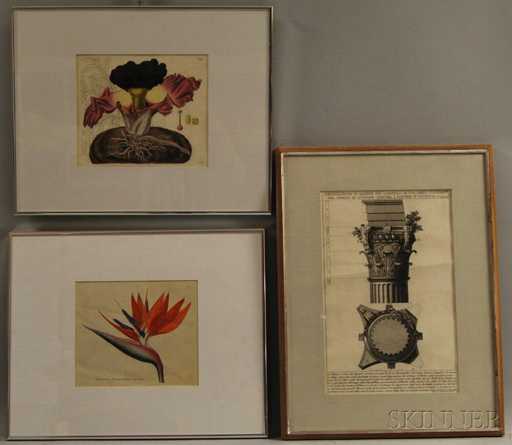 Appraisal: Three Framed Etchings and Engravings Giovanni Battista Piranesi Italian -