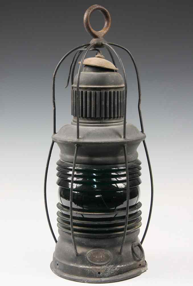 Appraisal: RARE TH C SHIPS LANTERN - Circa Iron Yardarm Lamp