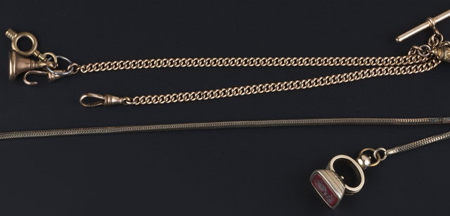 Appraisal: A collection of pocket watches and chains comprising a white