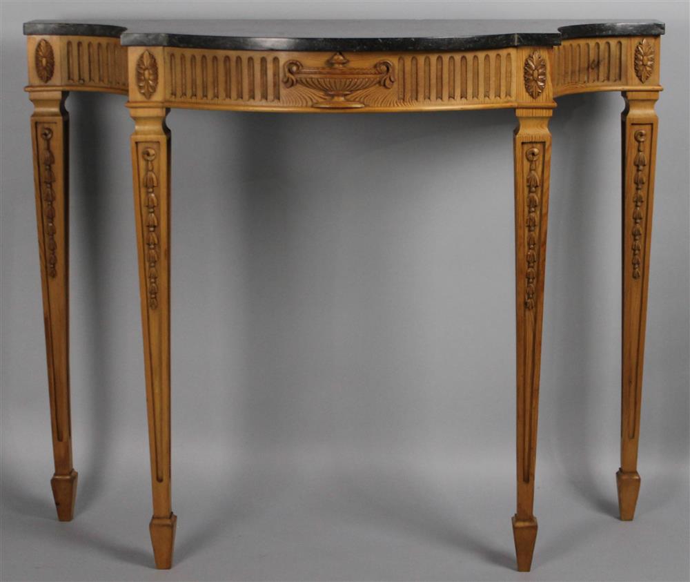 Appraisal: NEOCLASSICAL STYLE PINE CONSOLE TABLE WITH GRANITE TOP in the