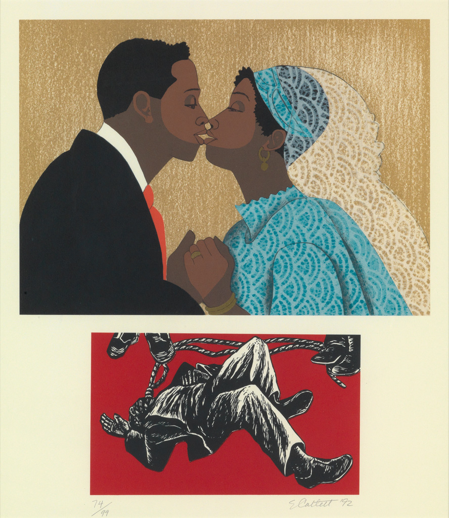 Appraisal: ELIZABETH CATLETT - To Marry Color lithograph on cream wove