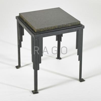 Appraisal: STYLE OF JULES BOUY Side table France s Enameled iron