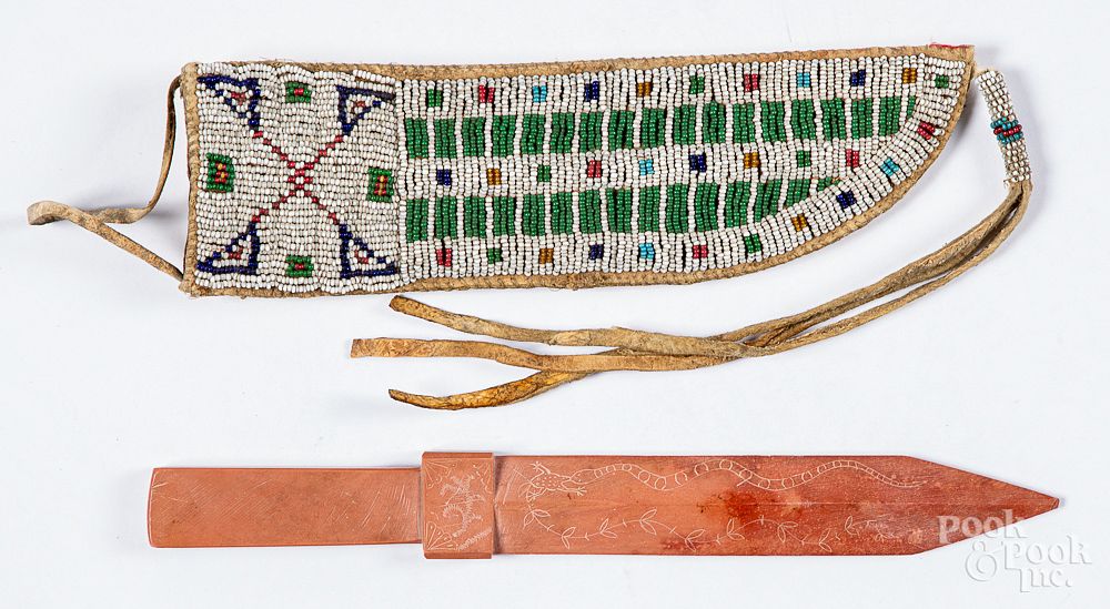 Appraisal: Sioux Indian beaded knife sheath Sioux Indian beaded knife sheath