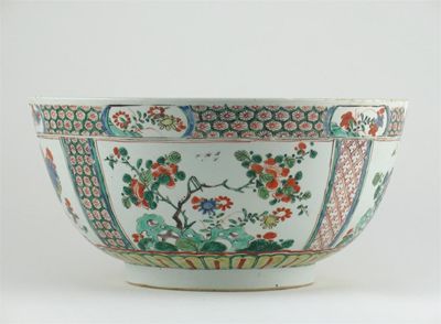 Appraisal: A Chinese famille verte bowl decorated with panels of flowers