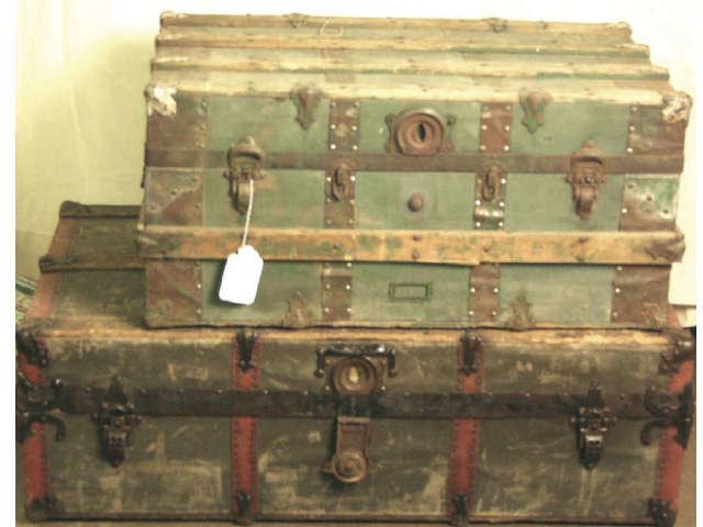 Appraisal: Collection of antique trunks used by consignor for traveling Wild