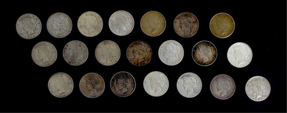 Appraisal: GROUP OF SILVER DOLLAR COINS MORGAN PEACEGroup of Silver Dollar