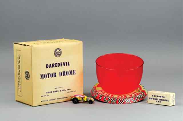 Appraisal: MARX DARE DEVIL MOTOR DROME Interesting toy features plastic bowl