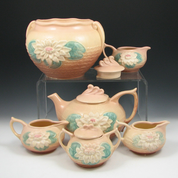 Appraisal: Hull Water Lily - Tea Set Jardiniere Creamer Lot of