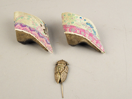 Appraisal: A Pair of th C Chinese Lotus Slippers of embroidered