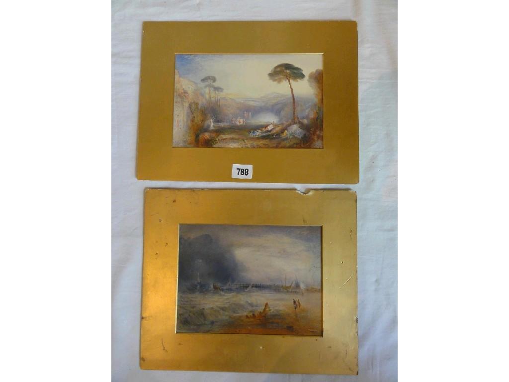 Appraisal: A pair of th century watercolour after J M W