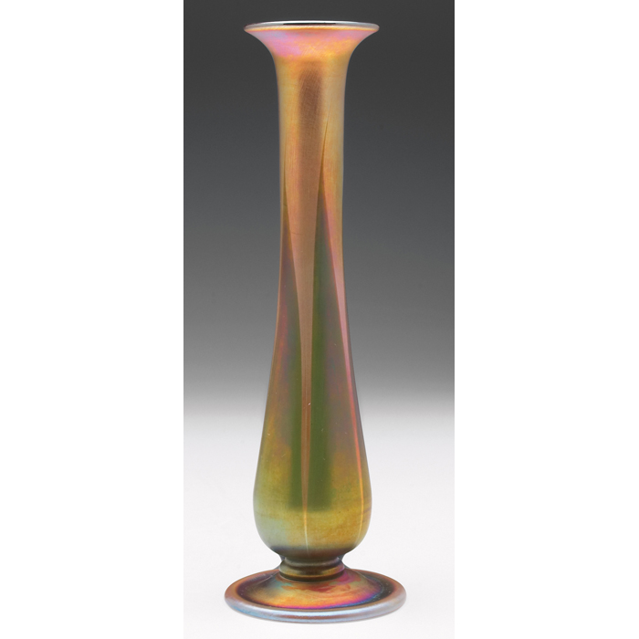 Appraisal: L C Tiffany bud vase footed slender shape in gold