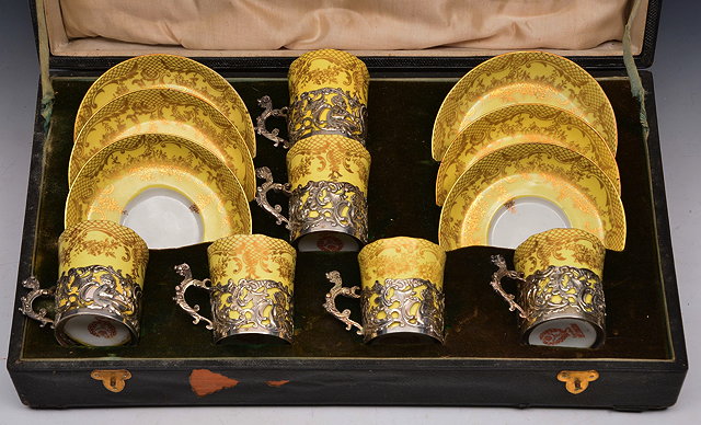 Appraisal: A SET OF SIX STAFFORDSHIRE EGGSHELL PORCELAIN COFFEE CANS AND