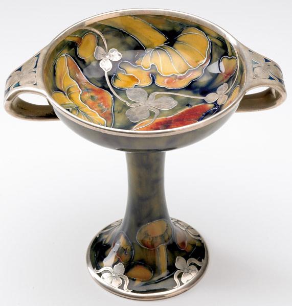 Appraisal: MOORCROFT SHREVE Bonbonniere in the Claremont pattern with mushrooms in