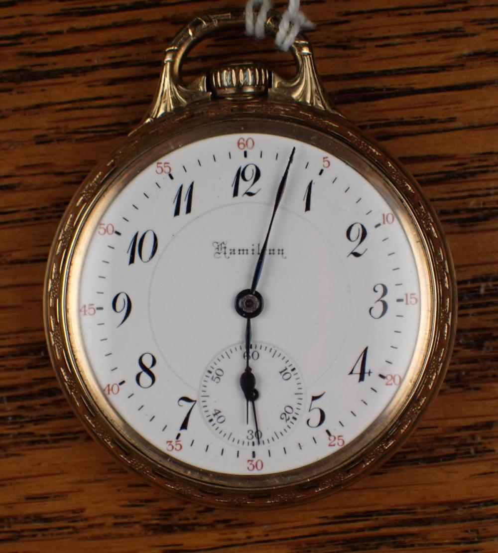 Appraisal: HAMILTON RAILROAD MODEL OPEN FACE POCKET WATCH model with hour