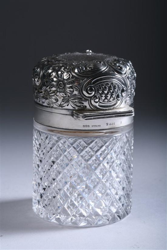 Appraisal: GORHAM STERLING SILVER-MOUNTED CRYSTAL VANITY JAR pattern S Floral repouss