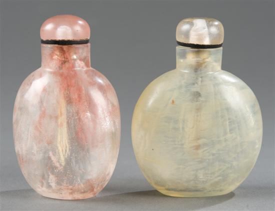 Appraisal: Pair of Chinese crystal agate snuff bottles Rose colored bottle