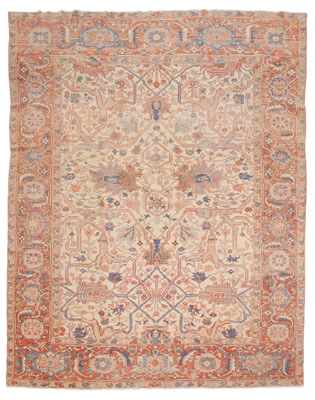 Appraisal: Sultanabad Style Rug modern repeating vine and floral designs on