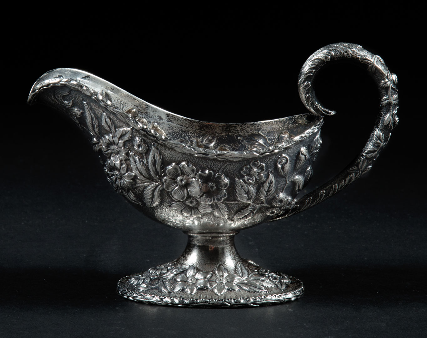 Appraisal: Kirk repousse sterling silver gravy boat ozt