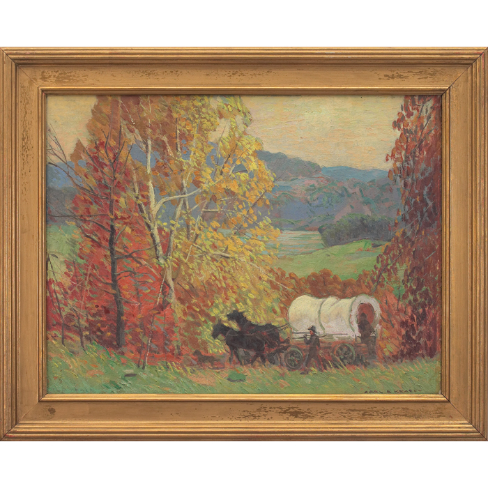 Appraisal: Carl Rudolph Krafft American - Covered Wagon oil on board