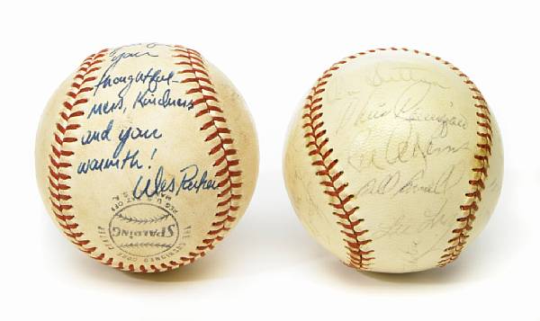 Appraisal: Two Baseballs given to Carl Barks by Los Angeles Dodgers