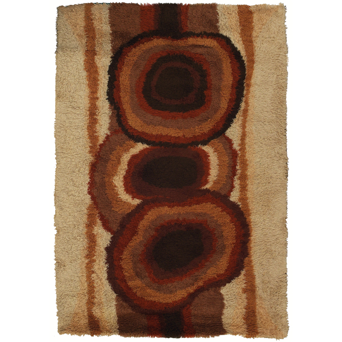 Appraisal: Rya rug Denmark percent wool orange brown and cream colors