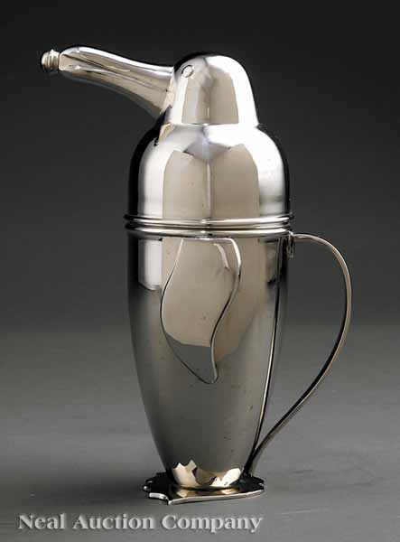 Appraisal: An Art Deco-Style Silverplate Figural Cocktail Shaker in the form