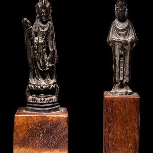 Appraisal: Two Chinese Bronze Figures of Guanyin both slender and elegant