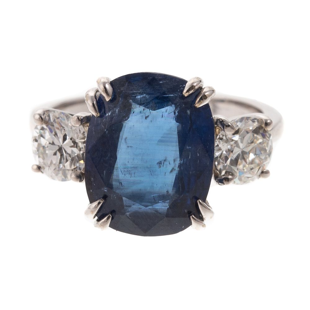 Appraisal: An Unheated Burmese Sapphire Diamond Ring in K K white