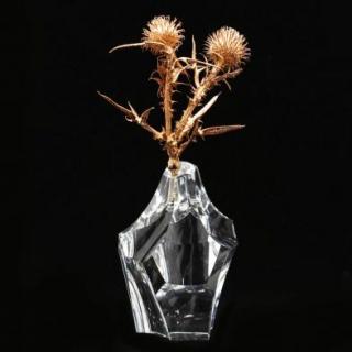 Appraisal: Steuben Thistle Rock Sculpture designed by James Houston faceted cut