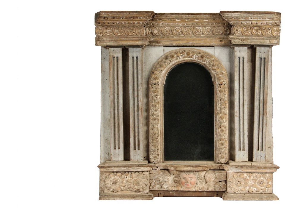 Appraisal: FRENCH ARCHITECTURAL ELEMENT - Provincial Interior Mirror Portico in painted