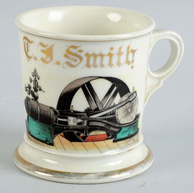 Appraisal: Steam Powered Engine Shaving Mug Shaving mug depicts a steam