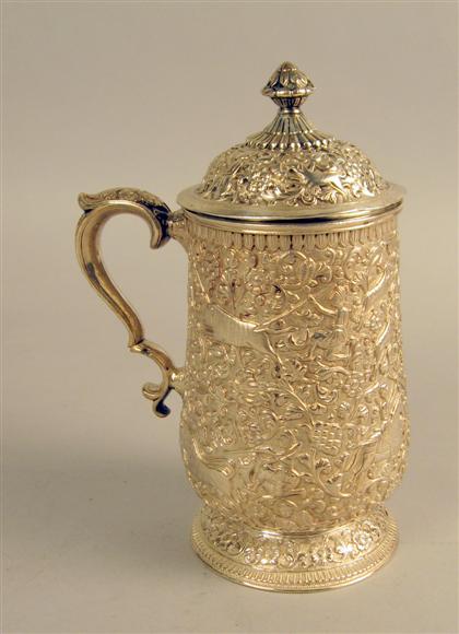 Appraisal: Southeast Asian silver tankard Of tapered cylindrical form with a