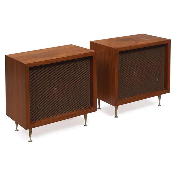 Appraisal: JBL speakers in George Nelson style cabinets pair walnut cases