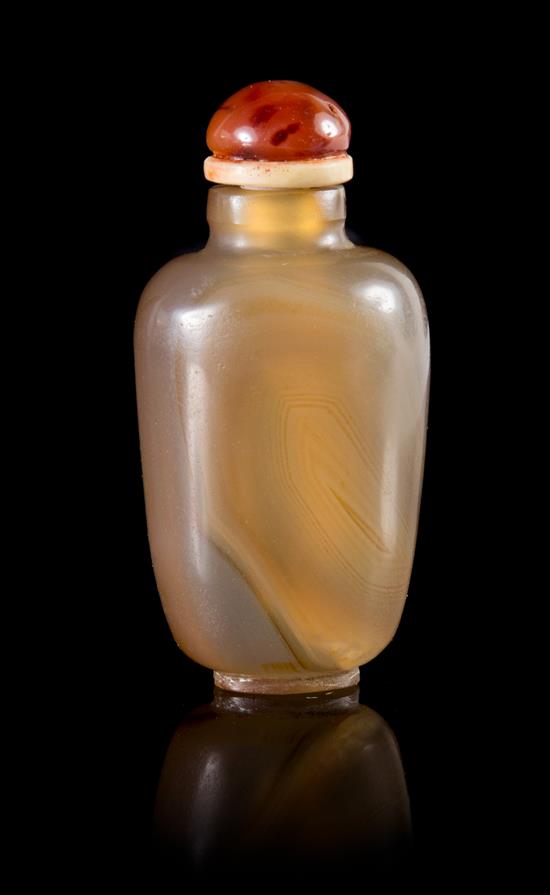 Appraisal: Sale Lot A Banded Agate Snuff Bottle of slightly irregular