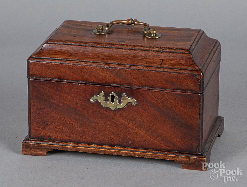 Appraisal: George III mahogany tea caddy late th c George III