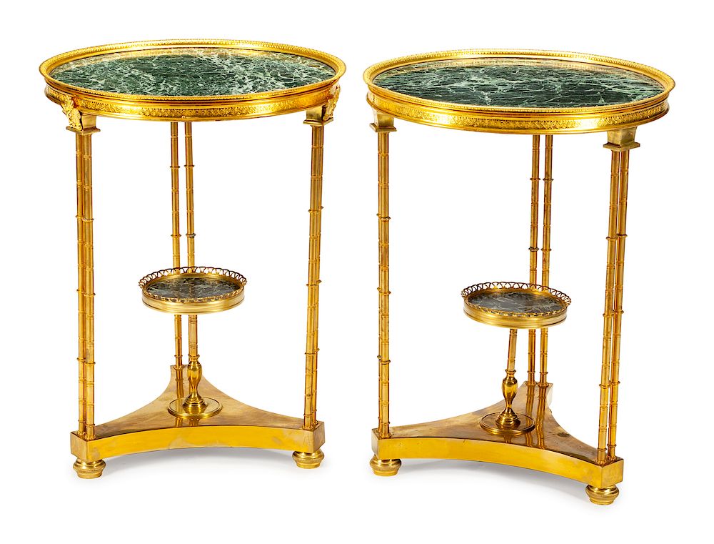 Appraisal: A Pair of Neoclassical Style Gilt-Bronze Two-Tier Gueridons A Pair