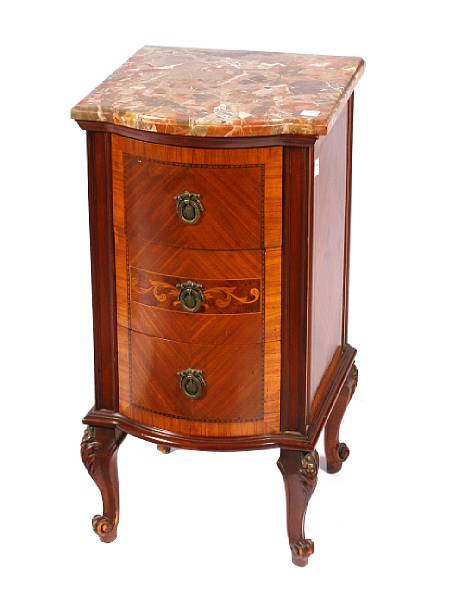 Appraisal: A pair of inlaid kingwood and mahogany bedside chests height