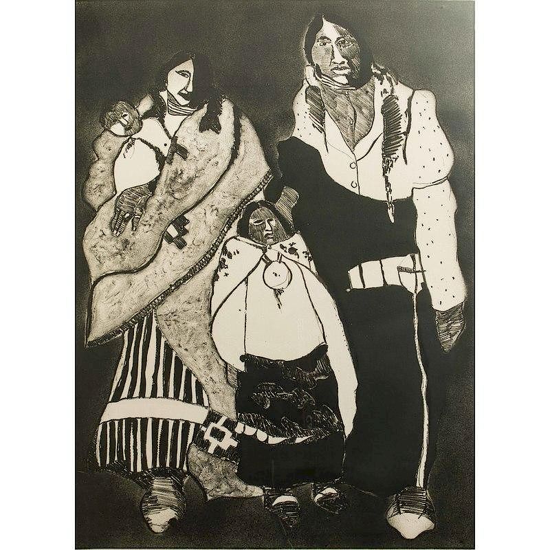 Appraisal: Fritz Scholder - American Family Lithograph Framed lithograph American Family