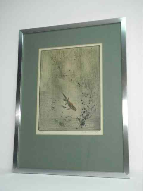 Appraisal: Kaiko Moti limited edition color etching Depicts two fish swimming