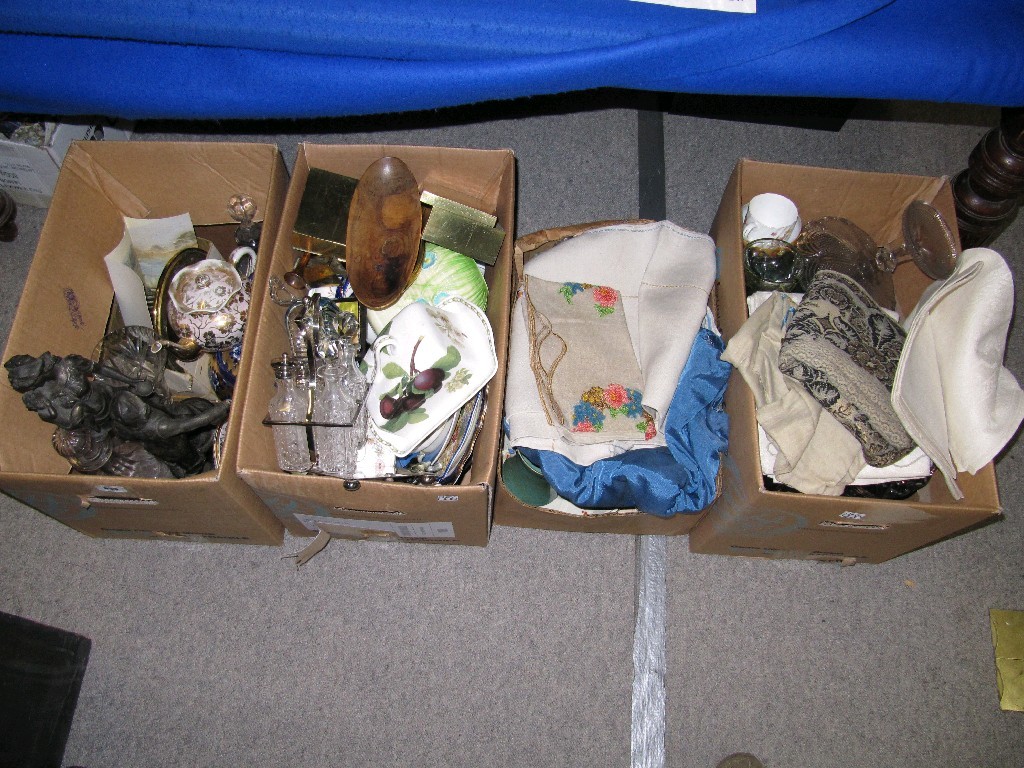 Appraisal: Lot comprising four boxes of assorted items to include decanter