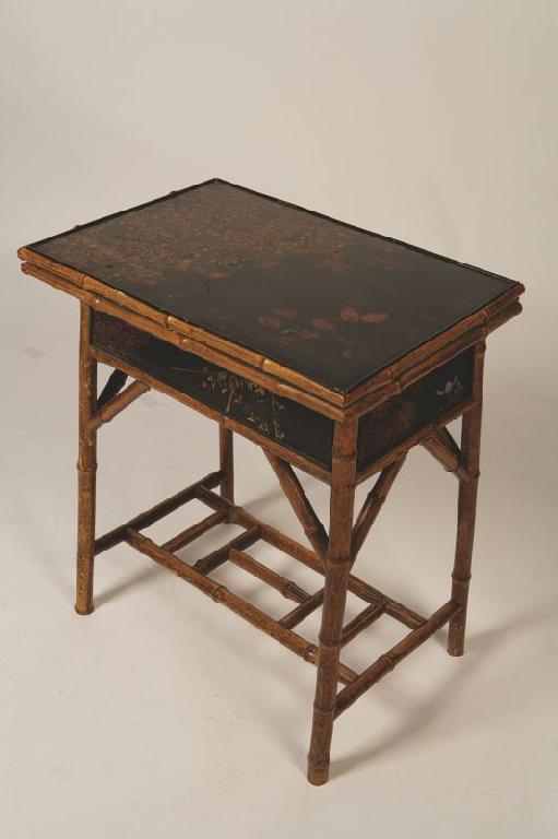 Appraisal: A VICTORIAN BAMBOO AND LACQUER CARD TABLE in the Japanesque