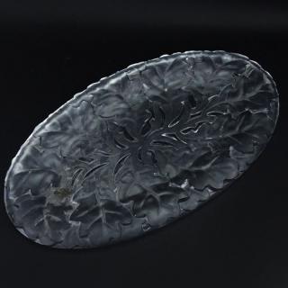 Appraisal: Lalique Crystal Chene Platter Lalique Crystal Chene Platter Signed Light