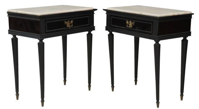 Appraisal: pair Italian marble-top nightstands late th c inset marble top