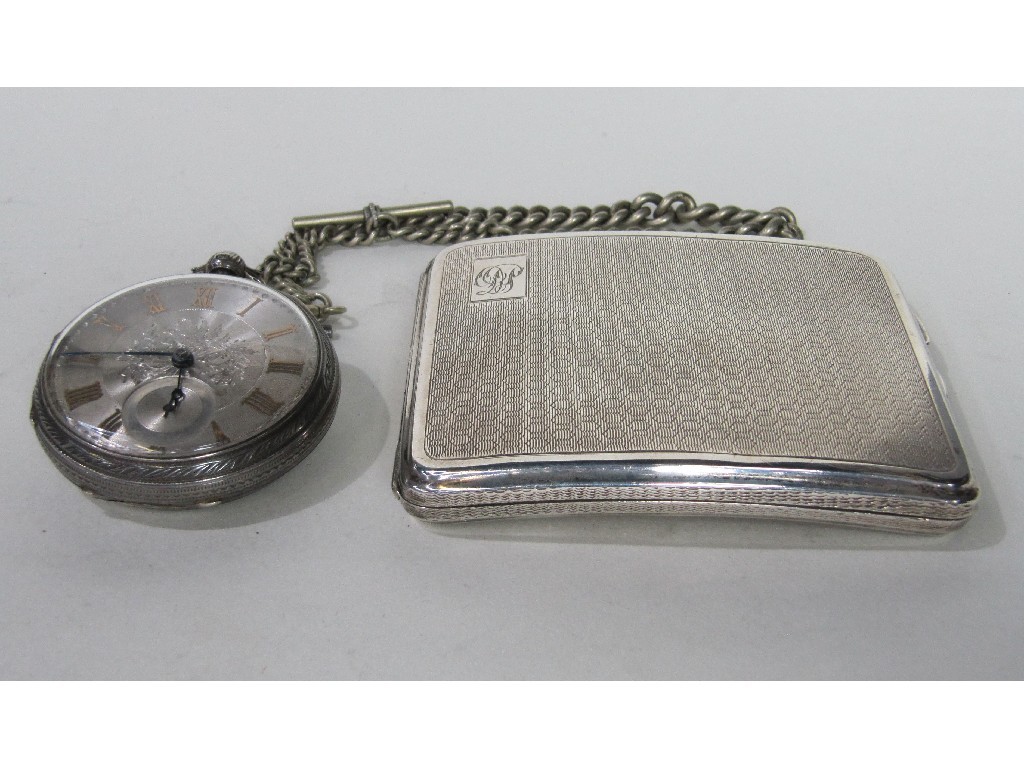 Appraisal: Lot comprising silver cigarette case and a silver pocket watch