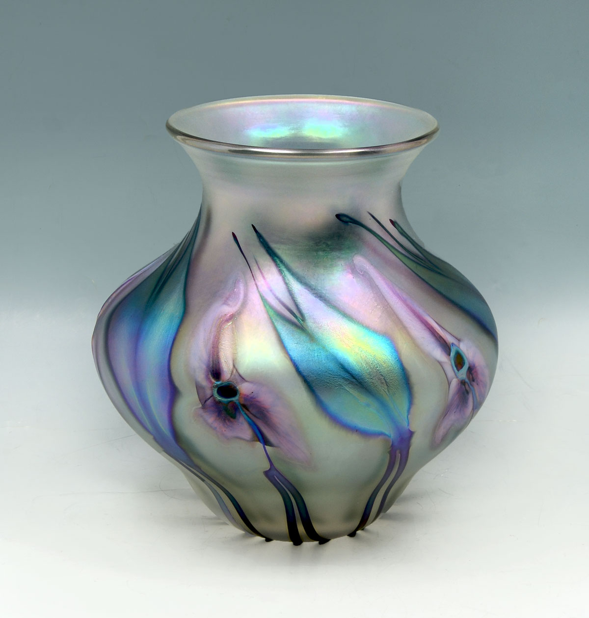 Appraisal: CHARLES LOTTON MULTI-FLORA IRIDESCENT VASE Art glass vase by Charles