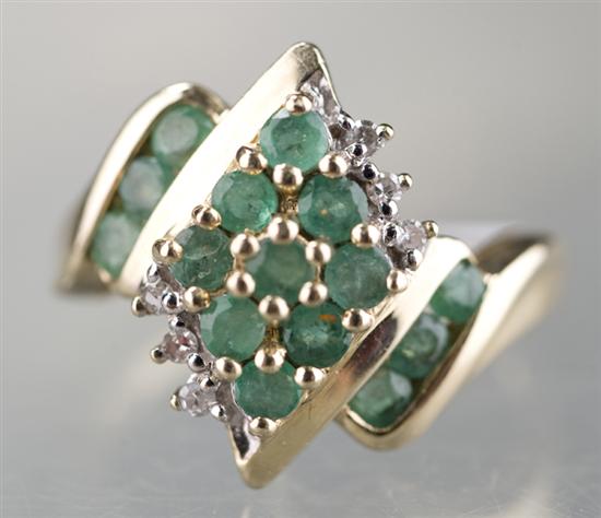 Appraisal: KT yellow gold emerald and diamond ring In the ring's