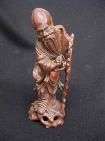 Appraisal: Chinese Carved Wooden Figure of animmortal - '' some loss