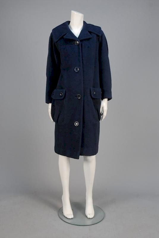 Appraisal: PIERRE CARDIN WOOL COAT MID th C Navy blue with