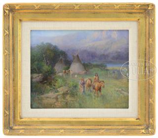 Appraisal: VICTOR CASENELLI American - INDIAN ENCAMPMENT Oil on board Housed